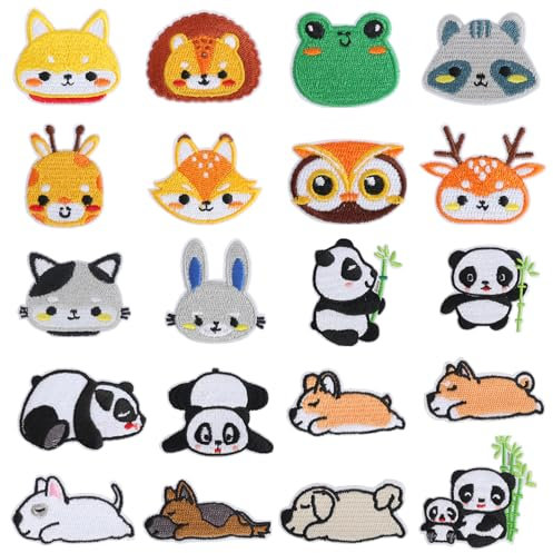 20 Pcs Iron-on Patches for Clothing, Embroidered Applique Patches Stickers Assorted, Sew Repair Patches and Badges, Fabric Repair Patches for Kids' Clothes Jeans Jackets Hats Backpacks