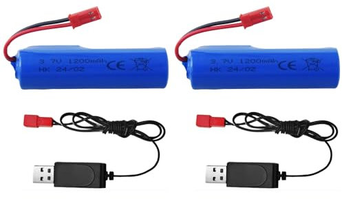 2PCS 3.7V 1200mAh Batterie Li-ION & 2PCS Ligne de Charge USB pour HJ819 DE819 Bateau télécommandé Huina 1337 1338 1516 1517 Véhicule d'ingénierie RC Jouet Voiture