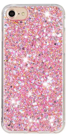 Wuhaizher for iPhone SE 2022 / iPhone SE 2020 Case iPhone 8/7 Case Glitter Soft Slim Fit Sparkle Bling Gel Silicone TPU Bumper Cover for Girls Women Shockproof Protective Back Phone Case, Pink
