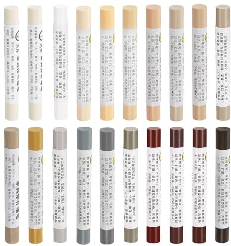 sourcing map Furniture Repair Wax Crayons Kit, 20Pcs - Wood Filler Stick, Touch Up Furniture Markers - for Scratches Holes Tables Desks Wooden Floor Laminate Covers, Common Series