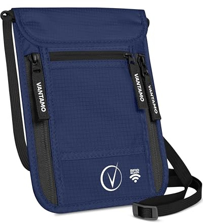 Premium Neck Wallet Travel Pouch und Passport Holder, RFID geschützt, passt zu Ihrem Passport mit Cover