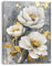 Piy Painting Tableau sur Toile Fleurs blanches, Impression sur Toile Florale, Tableau Decoration Murale, Peinture à l’huile Image de fleur pour Salon Chambre Salle de yoga 30X40 cm, Cadre Intégré