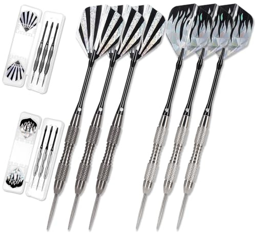 Yirinatek Dartpfeile-Set mit Aufbewahrungsbox – 6 Hochwertige Steeldarts, Robuste Dartpfeile Metallspitze Steeldart für Dartscheiben