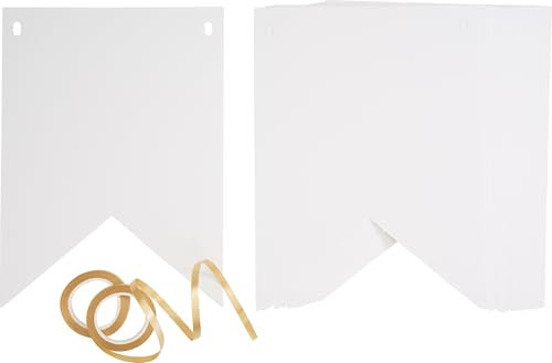 VBS Wimpel, Weiß, 24 Stück, 12,0 x 16,5 cm, festliche Dekoration, Ideal für Partys, Veranstaltungen, DIY-Projekte, Tischdeko, Hochwertige Qualität, Wimpelkette