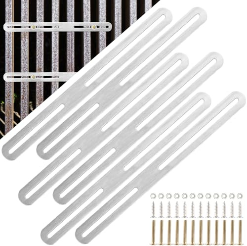 YAYODS Lot de 6 Kit de Fixation pour Boîte aux Lettres sur Clôture, Support de Montage Réglable 280x25x3mm en Acier Inoxydable, Plaque de Fixation avec Vis pour Grillage Rigide et Portail