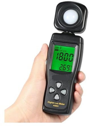 UV-Messgerät, AS803 Handheld Digital Lux Meter Leuchtdichte Tester Licht Meter 1-200000 Werkzeuge Photometer Spektrometer Aktinometer,Kalibrierte Messwerte