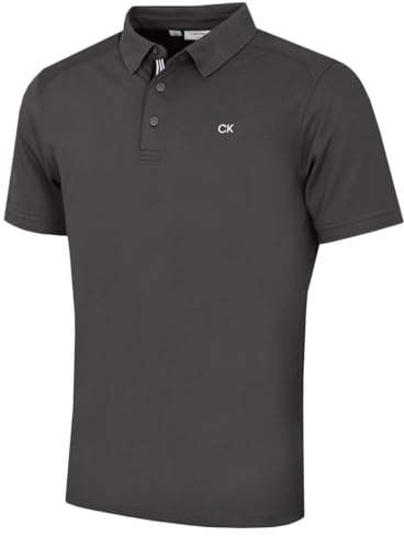 Calvin Klein Mens 2026 Campus 3 Button Ribbed Collar Golf Polo Shirt