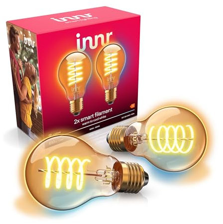 innr Zigbee E27 Smart Lampe, funktioniert mit Alexa und Hue* (Bridge erforderlich), Filament LED Glühbirne, Warmweiß bis Kaltweiß, Dimmbar, Smart Home Lampe, 610lm, 2-Pack