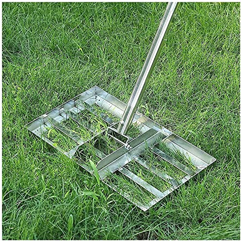 Turf Rake Grass Rake Lawn Leveling Rake, Adjustable Garden Rake 47 Lightweight Steel Handle
