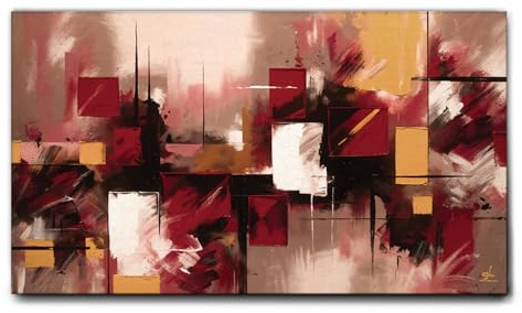 Giallobus - Quadro - 54 - Crimson oro e bianco - Tela Canvas Telaio Standard - 140x80 - Pronto da appendere - Quadri moderni per la casa