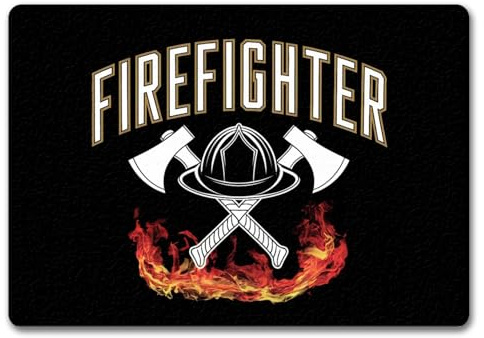 speecheese Feuerwehrhelm Firefighter Fußmatte in 35x50 cm ohne Rand für Feuerwehrleute Türmatte mit lustigem Feuerwehr-Spruch