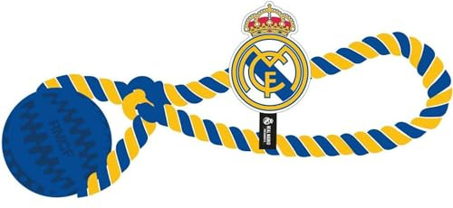 Offizielles und Robustes Hundespielzeug von Real Madrid, interaktives Sportzubehör zum Kauen, Werfen und Halten Ihres Hundes