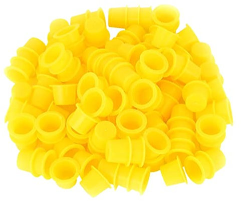 Lot de 100 gobelets jetables en plastique pour tatouage, encre pigmentée, jaune moyen
