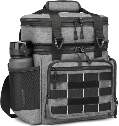 FRETHIND 25L Kühltasche Taktische Picknicktasche Lunchtasche für Picknick Strand Camping BBQ Thermotasche erweiterbare Isoliertasche Grau