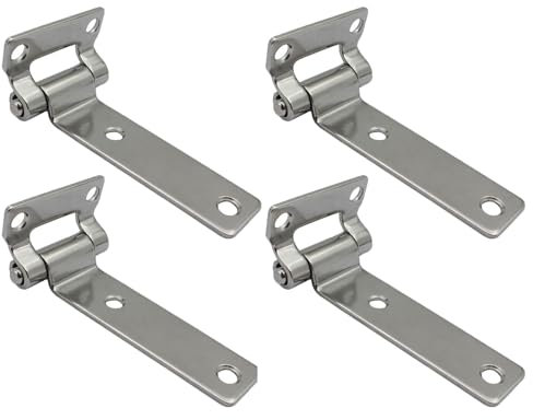 4 Stück T-förmige Türklappenscharniere, Edelstahl, robuste Scharniere, 135 x 58 mm, Dämpfungsscharniere für LKW, Van, Wohnwagen, Anhänger
