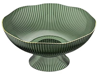 KiBcsLic Frutero con Pedestal, para Aperitivos, para El Hogar, Centro de Mesa, Decoración de Encimera, Verde, Individual