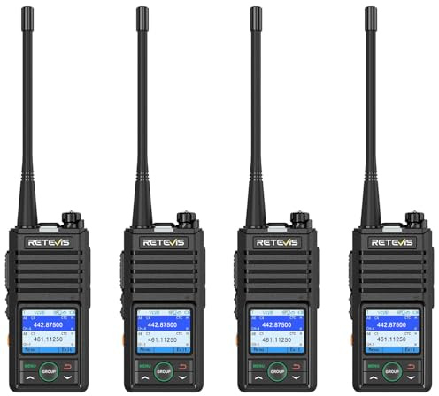 Retevis RB658 Walkie Talkie 4er Set 1,77-Zoll-Bildschirm Funkgerät, App-Steuerung, Geräuschunterdrückung, 1800 mAh Walki Talki für Hotel, Sicherheit (4 Teile, Schwarz)