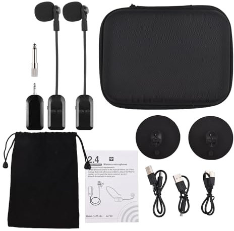ACAGALA Ricevitore Microfono Wireless per Strumenti 2.4G con Ventosa Staccabile per Chitarra, Violino, Violoncello, Fisarmonica, Altoparlanti, Amplificatore vocale, Microfono per riduzione del Rumore
