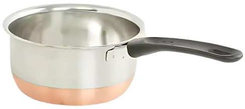 Stainless Steel Copper Base Milk Pan – Saucepan for Tea, Coffee, Water, Boiling, Cooking – Cool Touch Handle – Gas Hob Compatible & Durable (15 cm)