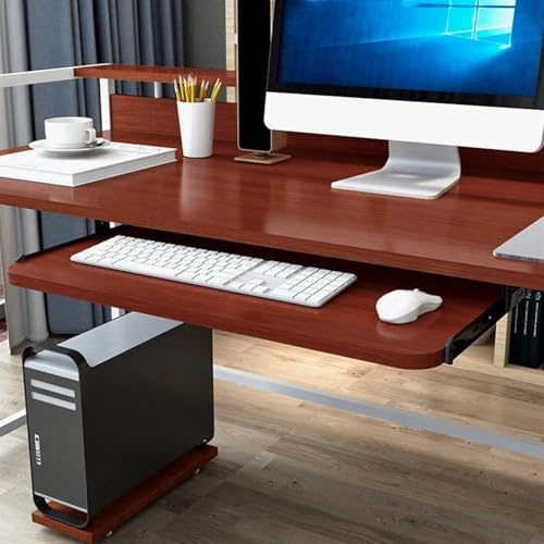 Tastaturablage, Sliding Keyboard Drawer Under, Ergonomic Keyboard Tray, Computer Keyboard & Mouse Tray, Pull Out Platform Drawer für Haus und Büro(Teak,54 * 27cm)