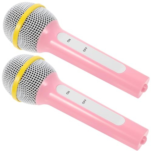 PartyKindom 2pcs Kids Microphone Toy Plastic Pretend Play Microphone Prop for Children Party Favor Role Play Pink for Kids