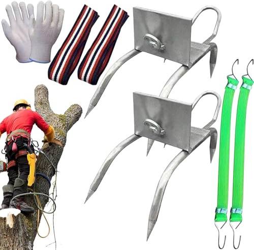 Picos de escalada de árboles, zapatos de garra de gato, picos de escalada de árboles, equipo de ajuste seguro al aire libre con correa ajustable para adultos, adolescentes, hombres, arbolistas