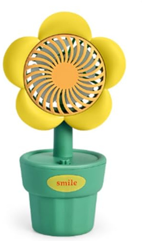 Bosiyrggrl Ventilateur USB Portable, Ventilateur de Charge, Ventilateur Portatif ABS, Style Mignon pour Cadeaux d'anniversaire, Jaune