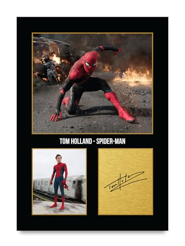 HWC Trading Tom Holland Spider-Man Spider-Man Geschenke Geducktes Signiertes Autogramm Foto für Fans von Film Memorabilien - A4 Nur Druck (ID-005235)