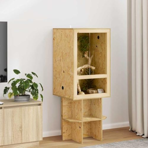 Terrarium mit Seitenbelüftung OSB braun für Reptilien und Amphibien in den Maßen 50x50x80 cm