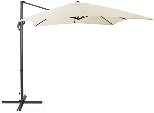 Beliani Outdoor Cantilever Parasol Umbrella Beige Polyester 360 Rotation Crank Monza