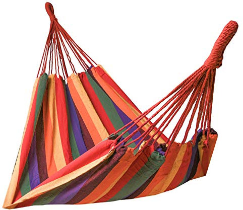 Kronenburg Mehrpersonenhängematte 210 x 150 cm, Belastbarkeit bis 300 kg – Indoor & Outdoor Hängematte 6 Colored Stripes - Farb- und Modellwahl
