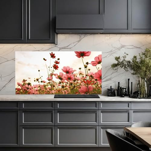 banjado Küchenrückwand Glas ohne Bohren 110x55cm – Glasrückwand Küche mit Motiv Schmuckkörbchen/Spritzschutz Küchenrückwand Glas/selbstklebende Küchenrückwand Platte - magnetisch & beschreibbar