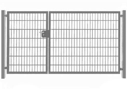 SRM Design 2-flügelig Einfahrtstor asymmetrisch verzinkt 300cm x 163cm inkl. Pfosten/Gartentor Tor Hoftor Matten-Tor