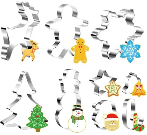 Joyoldelf Cortadores Galletas de Navidad - 9 Piezas Moldes Para Galletas, DIY Moldes NiñOs Para Sandwiches de Frutas y Verduras Divertida, Personalizado Cortador de Tartas de Acero Inoxidable