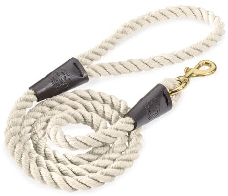 Embark Pets Country Dog Rope Leine – geflochtene Baumwollleinen mit starkem Leder-Finish für kleine, mittelgroße und große Hunderassen – strapazierfähig für Training, Spazierengehen, Wandern (1,4 m,