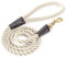 Embark Pets Country Dog Rope Lead – Braided Cotton Leads w/Strong Leather Finish for Small Medium and Large Breed Dogs – Heavy duty for Training, Walking, Hiking (4.5 FT, Creme)