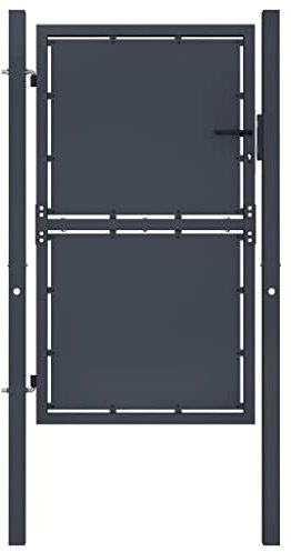 vidaXL Gartentor Gartentür Hoftor Hoftür Gartenpforte Zauntor Zauntür Einzeltor Tor Garten Zaun Pforte Eingangstor Stahl 100x175cm Anthrazit