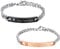 Richsteel Pärchen Armbänder Edelstahl Schwarz Rosegold Panzerarmband Set mit Gravur für Paar Pärchen Eltern