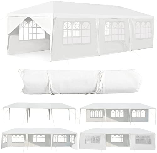 RELAX4LIFE Gazebo da Giardino per Feste ed Eventi a 2/3 Stanze, in Tessuto PE Antistrappo e Impermeabile con per 5 Pareti Laterali Rimovibili Terrazza e Patio (9x3x2,6M, 8 Pannelli Laterali)