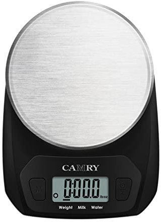 CAMRY Balance de Cuisine Numérique Ultra Mince Poids lb/oz/ml/g/lb Mini Balance Électronique Professionnelle Haute Précision 1g pour Voyage Camping Go Café Faire des Repas-Noir/Acier Inoxydable