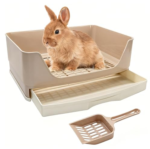 BWOGUE Grand bac à litière pour Lapin, Pot d'apprentissage de la propreté, lit d'angle avec tiroir, Grande poêle pour Animaux de Compagnie Adultes, cochons d'Inde, Lapins, Hamster, Chinchilla, Furet