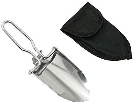 RLECS Mini truelle Pliante en Acier Inoxydable, Pelle de Survie en Plein air, Outils de Jardin, Noir