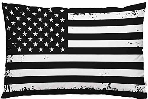 EKOBLA Kissenbezug Grunge Amerikanische Flagge USA-Flagge schwarz und weiß Dekor Lendenwirbelkissen Fall Kissen für Sofa Couch Bett Standard Queen Größe 50,8 x 76,2 cm