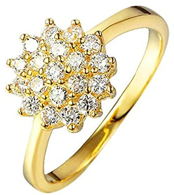 HCMA 14 Karat vergoldeter 1,5 Karat Zirkon Ring für Frauen Luxus Engagement Edelstein Ehering Schmuck Geschenk