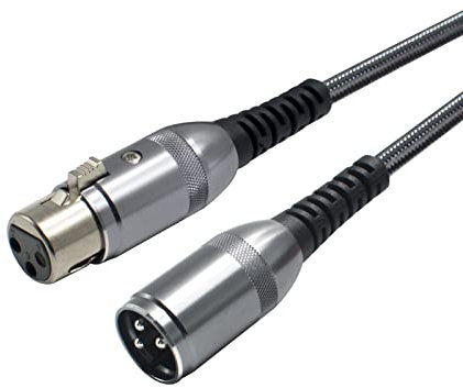 Oluote Cable de Micrófono de 3 Pines XLR Macho a Hembra Cable de Extensión de Audio de Micrófono Para Mezcladores, Micrófono, Consolas de Audio (5M)