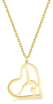 VASSAGO Gymnast Charm Halskette Gymnastik Geschenke für Mädchen Flipping Gymnastik Sport Herz Anhänger Halskette Edelstahl Inspirierende Schmuckgeschenke für Frauen Turner Trainer Sport Ballerina