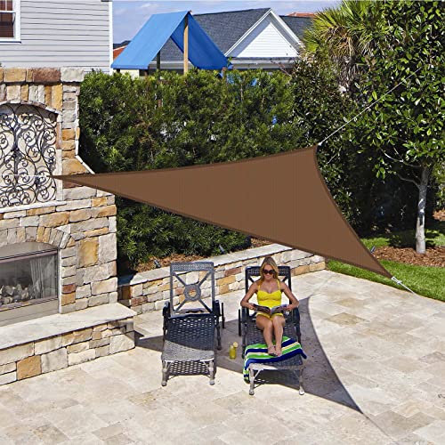 Voile d'ombrage ImperméAble Triangulaire équilatéral 3.6x3.6x3.6m, Toile Pergola 95% de Protection Anti-UV, avec Corde, pour Patio/Terrasse/Jardin/Extérieur/Piscine/Camping/Fête - Brun