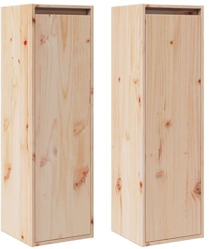 vidaXL 2X Massivholz Kiefer Wandschrank Hängeschrank TV Schrank Fernsehschrank Lowboard Fernsehtisch Regal Aufbewahrung Badschrank 30x30x100cm
