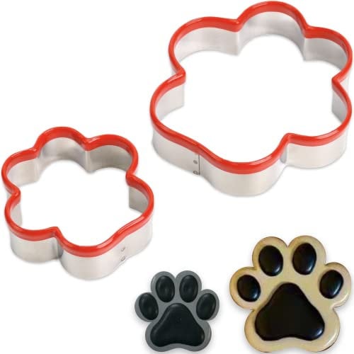 Ausstechformen mit Hundepfoten, Hunde-Ausstechformen, Leckerlis, hausgemachte Hundekekse, Leckerli-Ausstechformen, beschichtet mit weichem PVC zum Schutz, 10,4 cm, 7,6 cm, 2 Stück