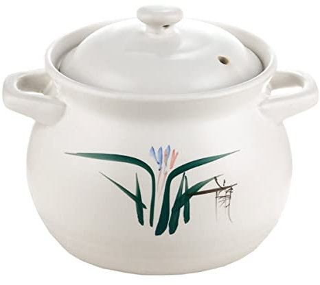 QWERTYUI Pentola in Terracotta Grande capacità Fatta A Mano Orchidea Casseruola in Ceramica,Pentola per Stufato Ad Alta Temperatura per Pentole da Cucina Domestica,3.8L